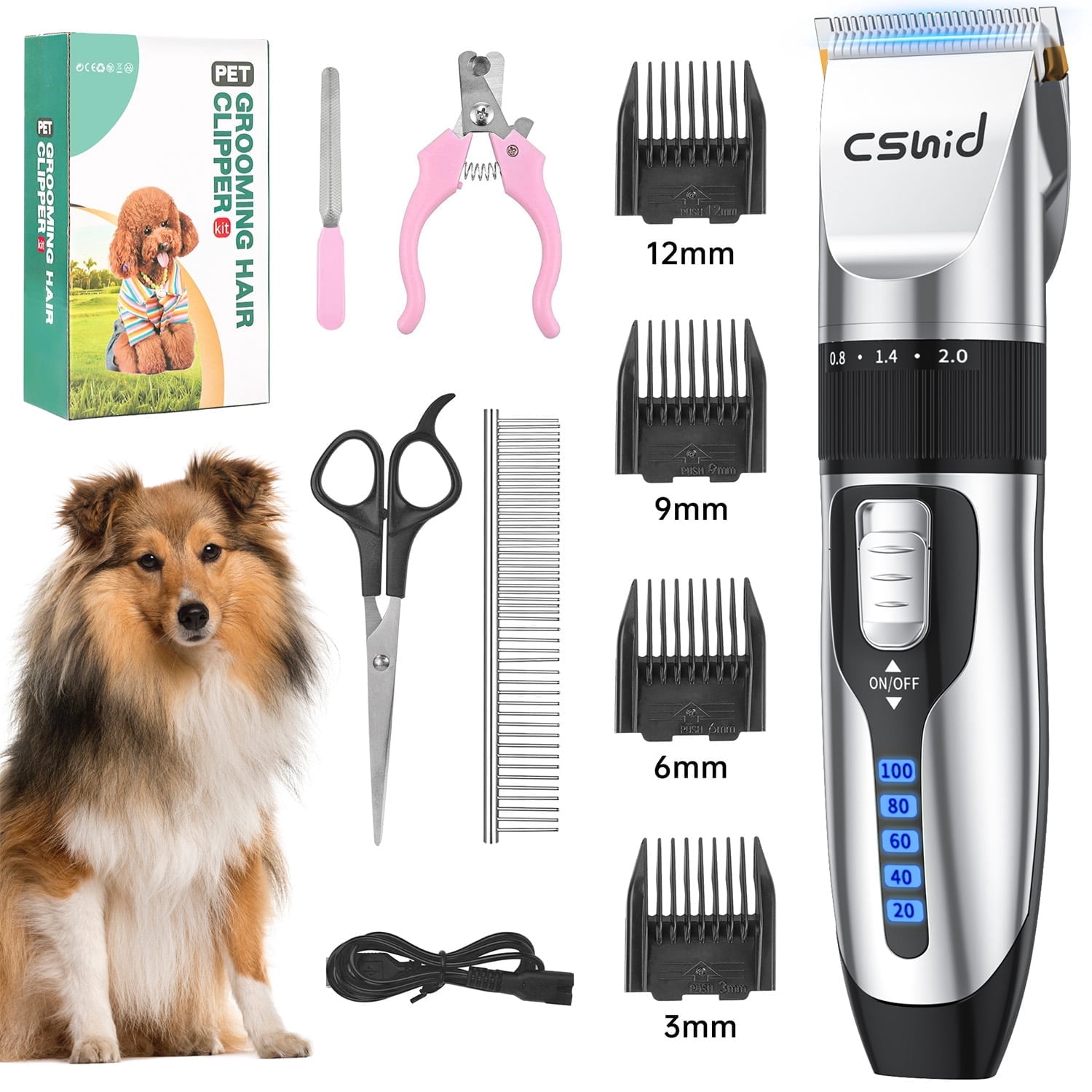 Dog Hair Clippers, Professional LED Display Dog Grooming Kit