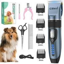 Dog Hair Clippers, Professional LED Display Dog Grooming Kit, Cordless Quiet Pets Clippers Hair Trimmer, Low Noise Dog Shaver Clipper with 4 Comb Guides, 5 Size Fine Tuning Knob for Thick Coats Cats