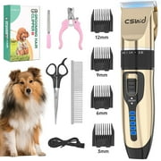 Dog Hair Clippers, Professional LED Display Dog Grooming Kit, Cordless Quiet Pets Clippers Hair Trimmer, Low Noise Dog Shaver Clipper with 4 Comb Guides, 5 Size Fine Tuning Knob for Thick Coats Cats