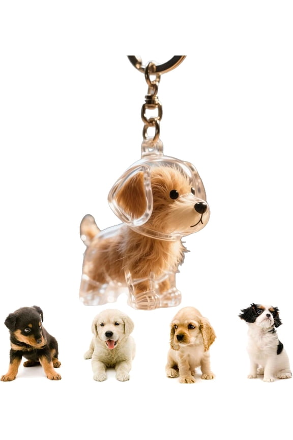 Dog Hair Collector Keychain Charm Memorial Storage Box, 2025 New Fur Life Pendant for Dogs, Pet Hair Memorial Keepsake, Transparent Cute Keychain, Portable Pet Memory Capsule