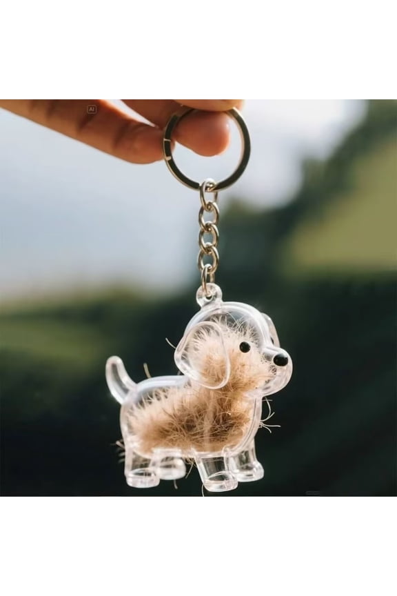 Dog Hair Collector Keychain Charm Memorial Storage Box, Transparent Bottle for Pet Hairs Keychain, Pets Fur Keepsake Keyring for Collecting Hair, Portable Pet Memory Capsule