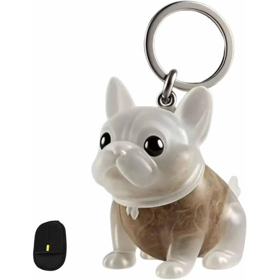 Dog Hair Collector Keychain Charm Memorial Storage Box, Transparent Bottle for Pet Hairs Keychain, Pets Fur Keepsake Keyring for Collecting Hair, Portable Pet Memory Capsule(French Bulldog)
