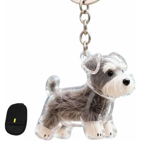 Dog Hair Collector Keychain Charm Memorial Storage Box, Transparent Bottle for Pet Hairs Keychain, Pets Fur Keepsake Keyring for Collecting Hair, Portable Pet Memory (Schnauzer)