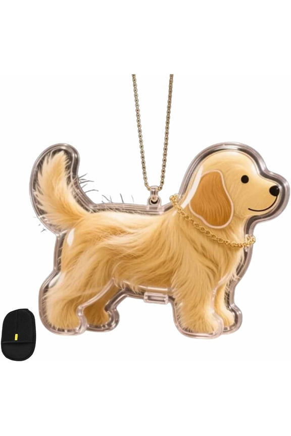 Dog Hair Collector Keychain Charm Memorial Storage Box, Transparent Bottle for Pet Hairs Keychain, Pets Fur Keepsake Keyring for Collecting Hair, Portable Pet Memory Capsule(Golden Retriever A)