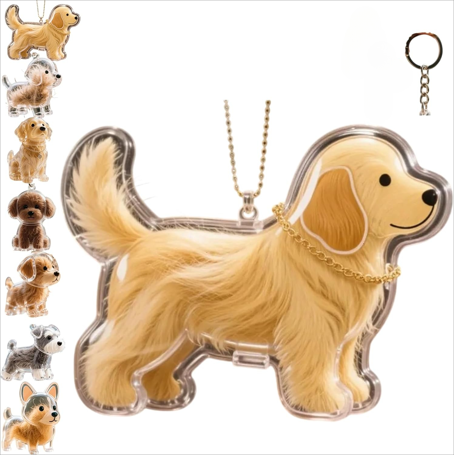 Cute Animal Keychain Dog Hair Collector Car Keychain Storage
