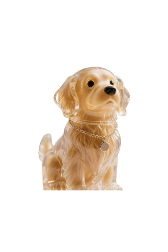 Dog Hair Collector Keychain – Creative Pet Memorial Storage Box, Eco-Friendly DIY Keepsake for Dogs & Cats, Golden Retriever Sitting *