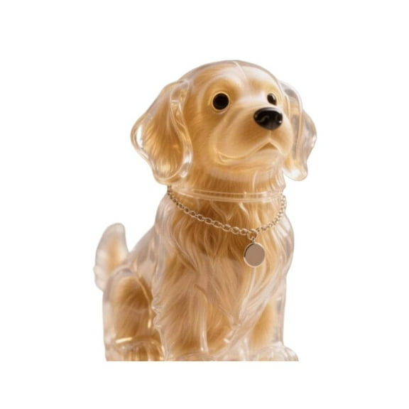 Dog Hair Collector Keychain – Creative Pet Memorial Storage Box, Eco-Friendly DIY Keepsake for Dogs & Cats, Golden Retriever Sitting *