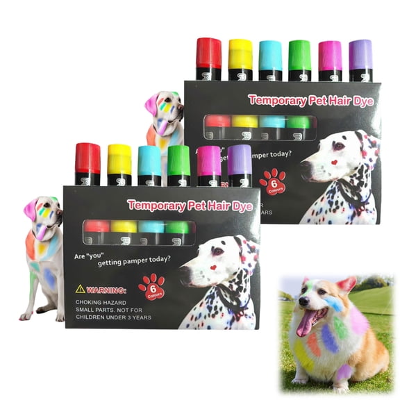 Dog Hair Color Dye, Temporary Non-Toxic Washable Pet Safe Paint for Dogs Cats Animals, Easy Application Travel-Friendly(2PCS)