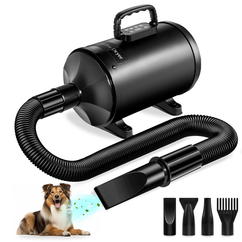 Dog Hair Dryer 5.2HP 3800W High Velocity Pet Blow Dryer with Heater for Grooming Speed Temperature Adjustable Dog Blower Grooming Dryer with 4