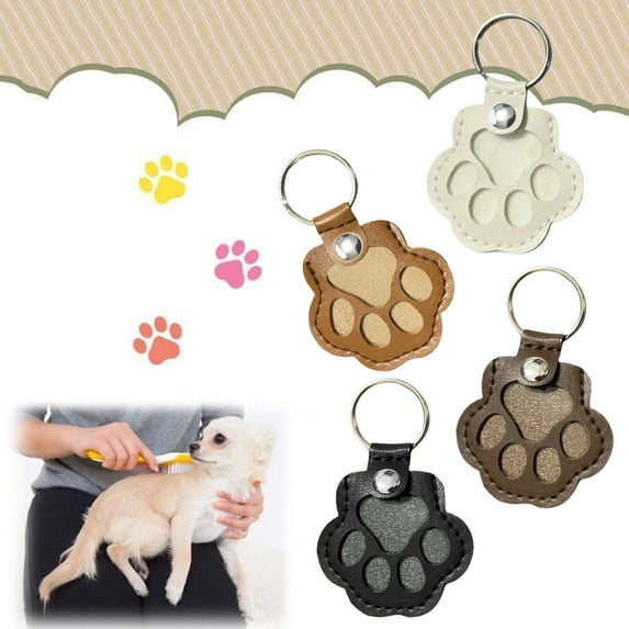 Dog Hair Keychain, Pet Fur Keepsake, Dog Hair Collector Keychain, Dog Hair Storage Keychain Cute Leather Paw Keychain Pet Hair Keepsake Keyring Unique Pet Memorial Collection Keychain for Bag Purse
