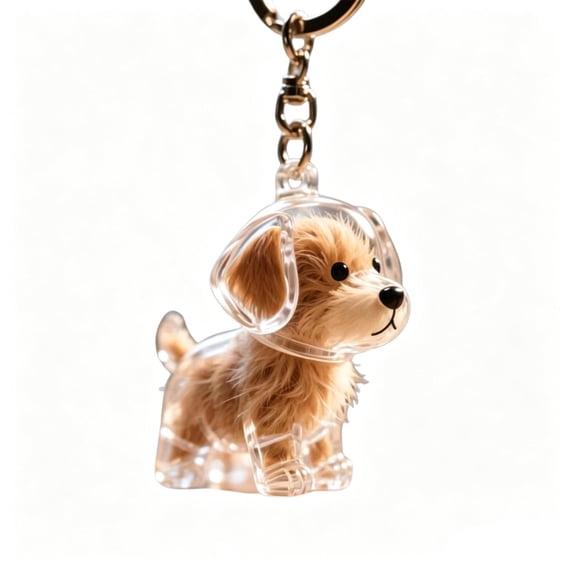 Dog Hair Storage Keychain, Clear Puppy Shaped Pet Fur Keepsake Capsule Pendant, Portable Pet Hair Memorial Holder Key Ring, Sentimental Gift for Dog Lovers