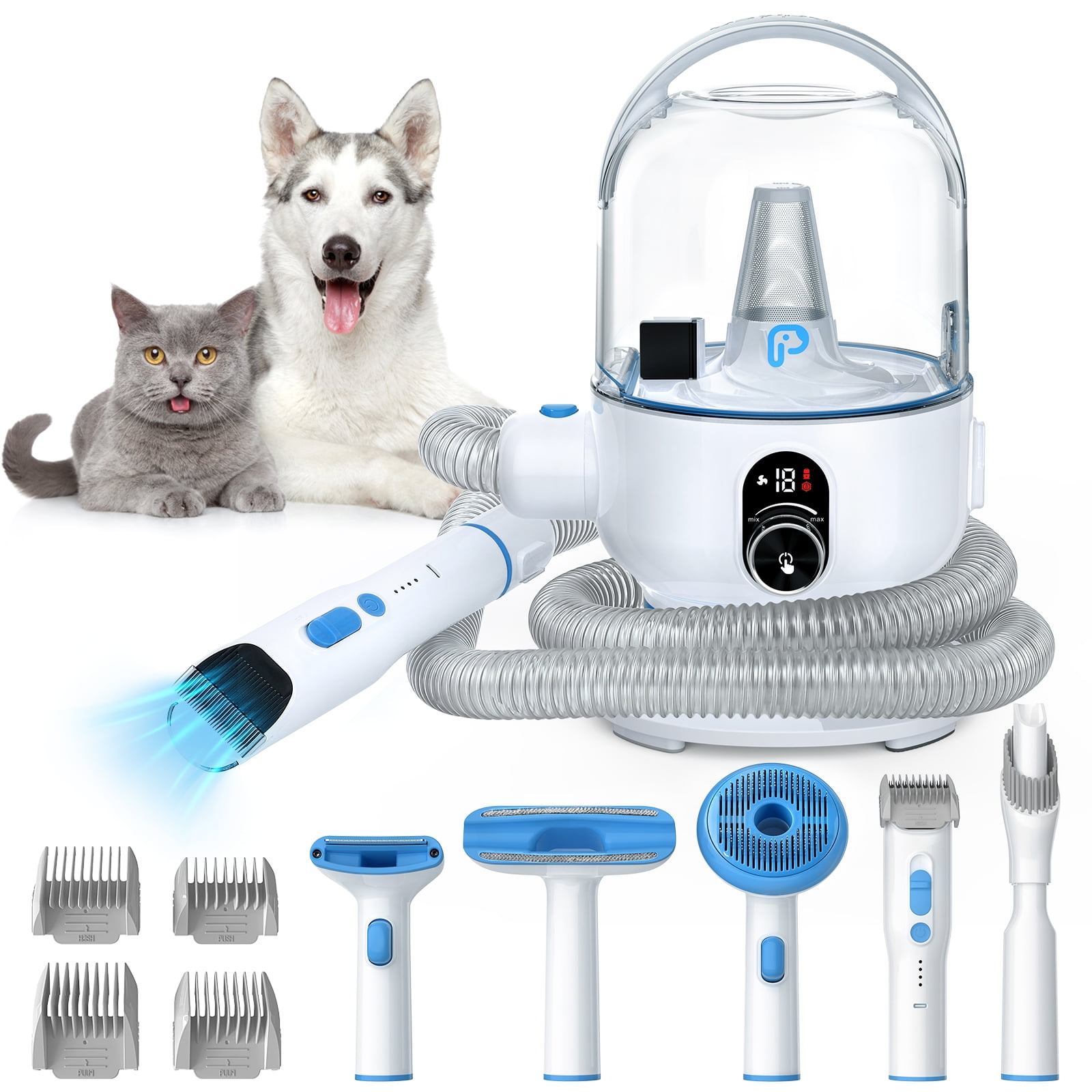 Dog Hair Vacuum & Dog Grooming Kit, 5 in1 Pet Grooming Vacuum Suction