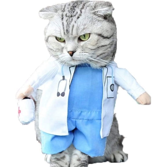 Dog Halloween Costume - Carrying Cat Doctor Pet Uniform Funny (S)