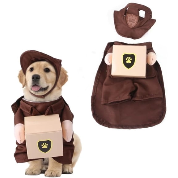 Dog Halloween Costume Postman Suit with Hat Cute Funny Dog Mail Box Pet Outfit for Halloween