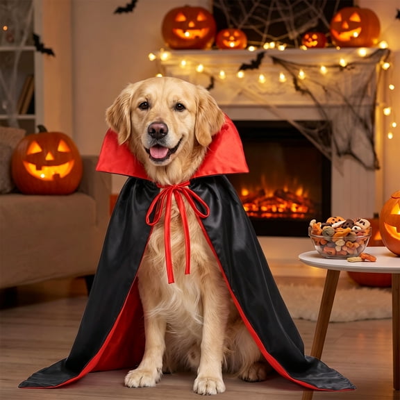 Dog Halloween Costume, Vampire Devil Cape Cloak for Dogs, Pet Halloween Costume Outfit with Adjustable Straps for Small Medium Large Dogs (1PC)