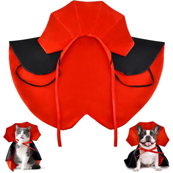 Dog Halloween Costumes, Dog Vampire Devil Costume Red & Black Halloween Cloak Cape for Small, Medium Pet Halloween Party Outfits