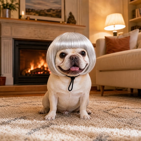 Dog Halloween Costumes,Dog Wig,Funny Cat And Dog Wigs,Bangs Bob Hairstyle Pet Outfit Wig Cute Hairpiece,For Halloween Christmas Party Dress-Up