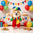 thumbnail image 1 of Dog Halloween Costumes, Vibrant Clown Pet Dress‑Up Outfit, Complete With Decorative Jester Hat, Fun Party Wear, Excellent For Holiday Photo Props For Furry Friends, 1 Pcs,XL, 1 of 7