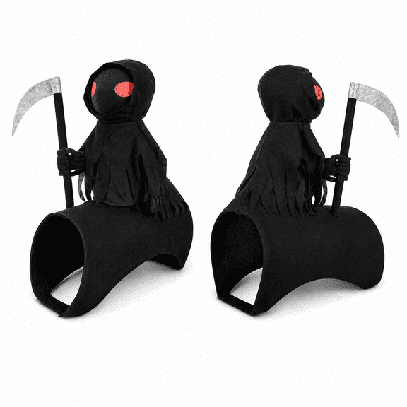 Dog Halloween Grim Reaper Rider Costume, 3D Pet Cosplay Outfit with Hook-and-Loop Fasteners for Small, Medium and Large Dogs and Cats, Party, Parade and Photo Dress Up