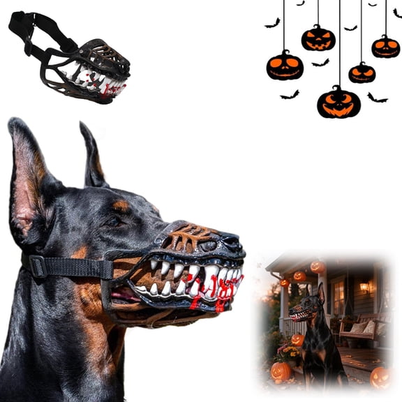 Dog Halloween Muzzle, adjustable latex pet mask suitable for medium to large dogs, party costume prop for themed photoshoots, decoration.(Size XL)