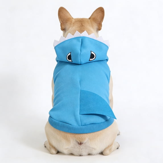 Dog Halloween Shark Hoodie for Small Dogs,Funny Pet Sweatshirt with Fins,Cute Cat Kitten Outfit for Birthday Party Photo,1 Pack