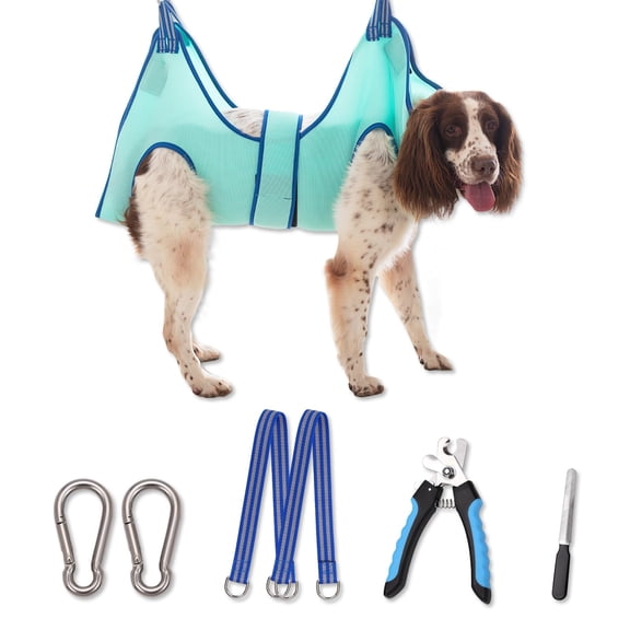 Dog Hammock Hanging Harness Holder For Clipping  Trimming With Wide Ssling Hanger Claw Care (x-large 50 Lb Max/turquoise)