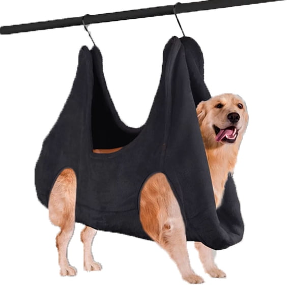 Dog Hammock Helper for Nail Trimming, Pet Grooming Hammock Harness for Cats & Dogs, Restraint Bag with 2 S Hooks, 2 in 1 Dog Towel Drying