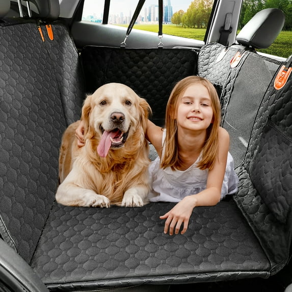 Dog Hammock for Car with Hard Bottom,52* 25“ Dog Car Seat Cover for Back Seat Waterproof for Cars/SUV, Black