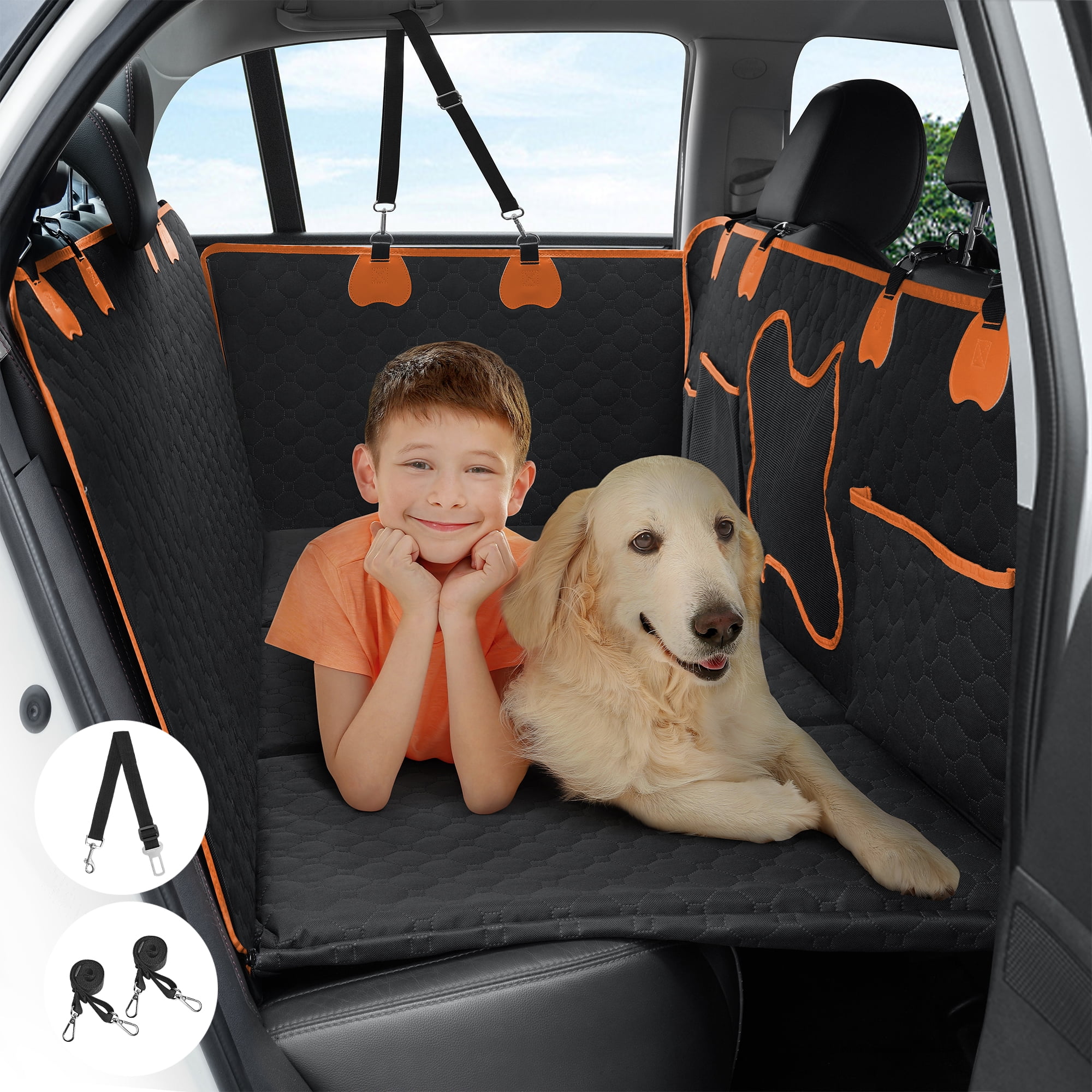 Dog Hammock for Car with Hard Bottom 52 25 22.4 Dog Car Seat Cover for Back Seat Waterproof for Cars SUV Black Walmart