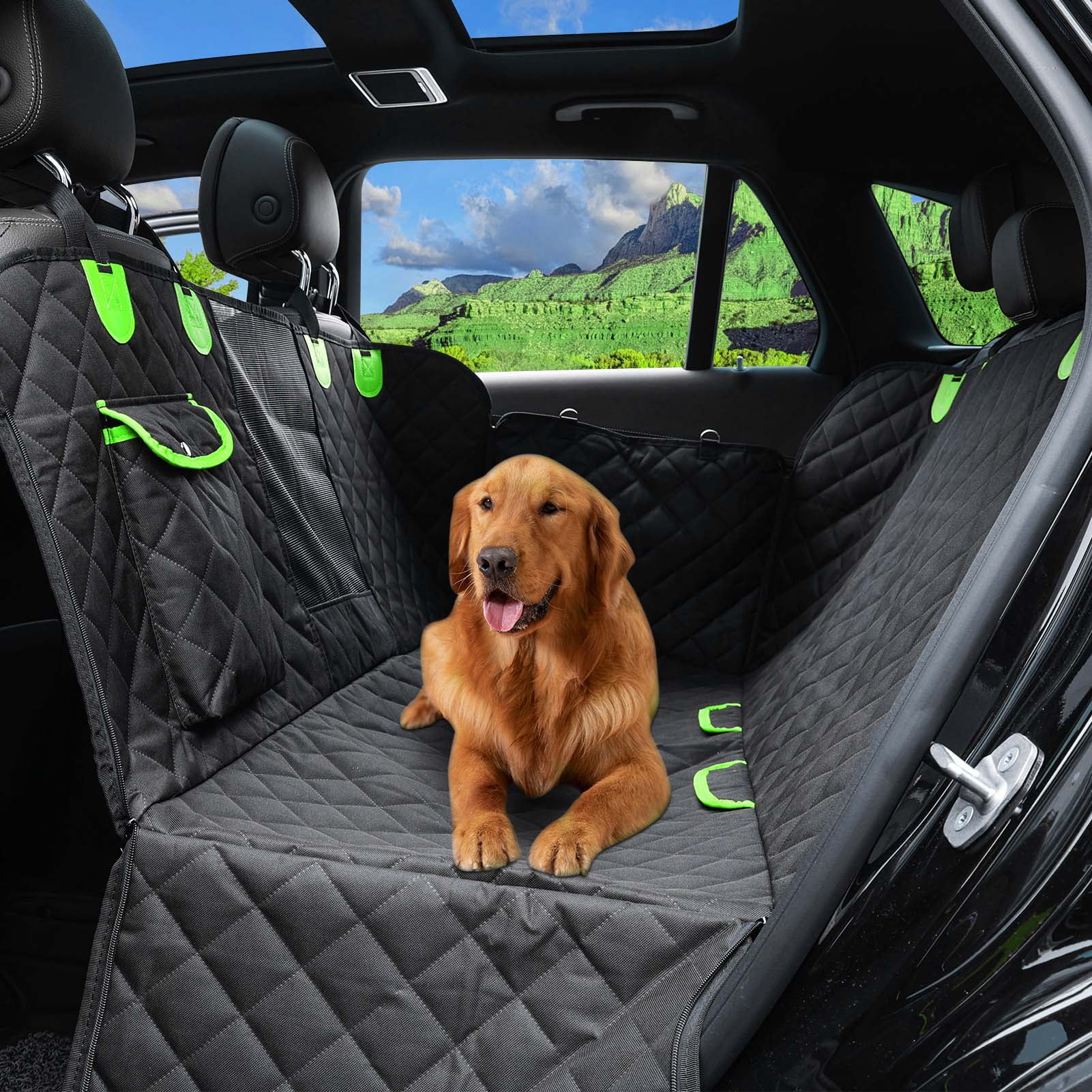 Dog Hammock for Car with Mesh Window, 600D Oxford Waterproof