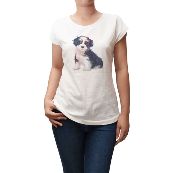 Dog Hand Painted Watercolor-1 Printed 100% Cotton T-shirt Plus Size WTS_02 L