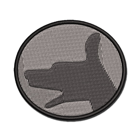 Dog Hand Shadow Puppet Applique Multi-Color Embroidered Hook & Loop Patch - 3 Inch Medium