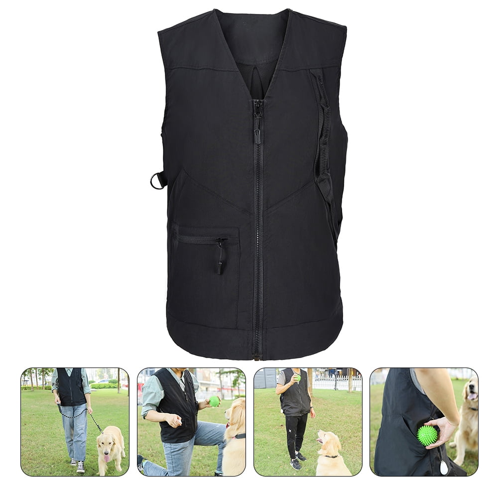 Supvox Dog Handler Trainer Vest Black Polyester Mesh Breathable for Adult Wear