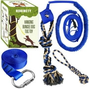 Dog Hanging Bungee Tug Toy: Interactive Tether Tug-of-War for Pitbull Small to Large Dogs to Exercise and Training Equipment - Outdoor Tree Tugger Dog Rope Toy with 2 Chew Rope Toys - Blue