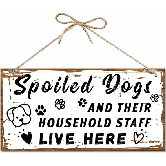 Dog Hanging Sign Wood Hanging Door Dog Warning Front Door Decor Wooden Plaque Rustic Door Sign Vintage Wall Display Decoration Gift DIY