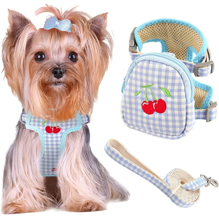 Dog Harness Backpack Cute Small Dog Vest Harness and Leash Set