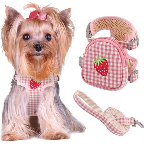 Dog Harness Backpack & Leash, Adjustable Dog Self Carrier Bag Breathable Puppy Harness Vest Pack for Small Dogs