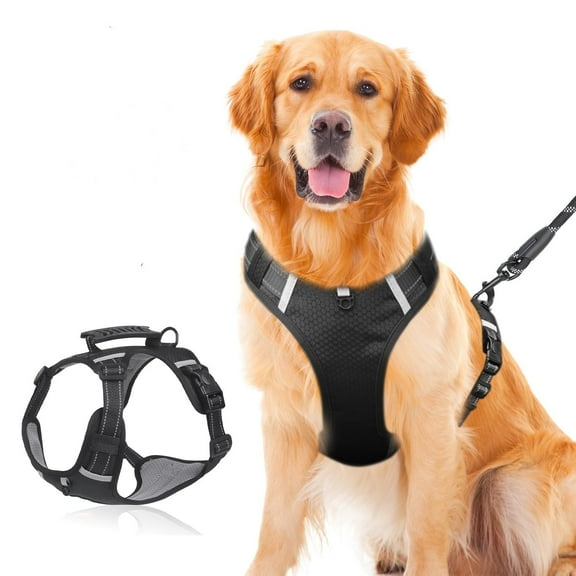 Dog Harness, Breathable Mesh Step-in Vest, Reflective Soft Padded Harnesses Dog for Walking, Black