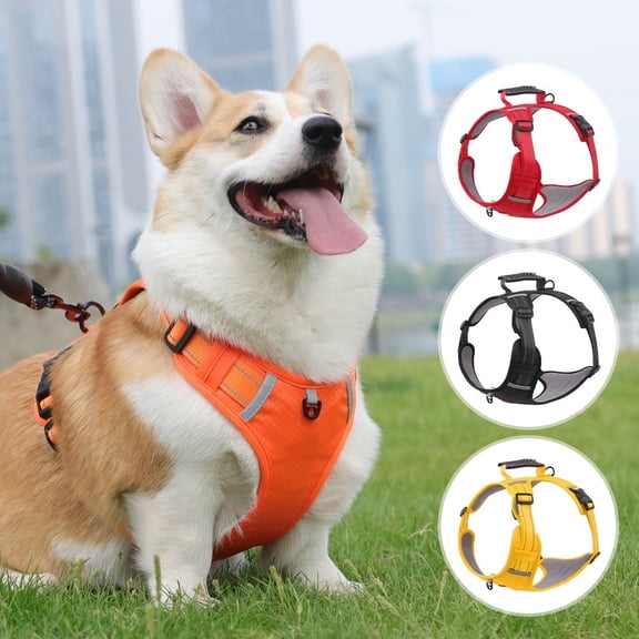 Dog Harness, Breathable Mesh Step-in Vest, Reflective Soft Padded Harnesses Dog for Walking, Orange