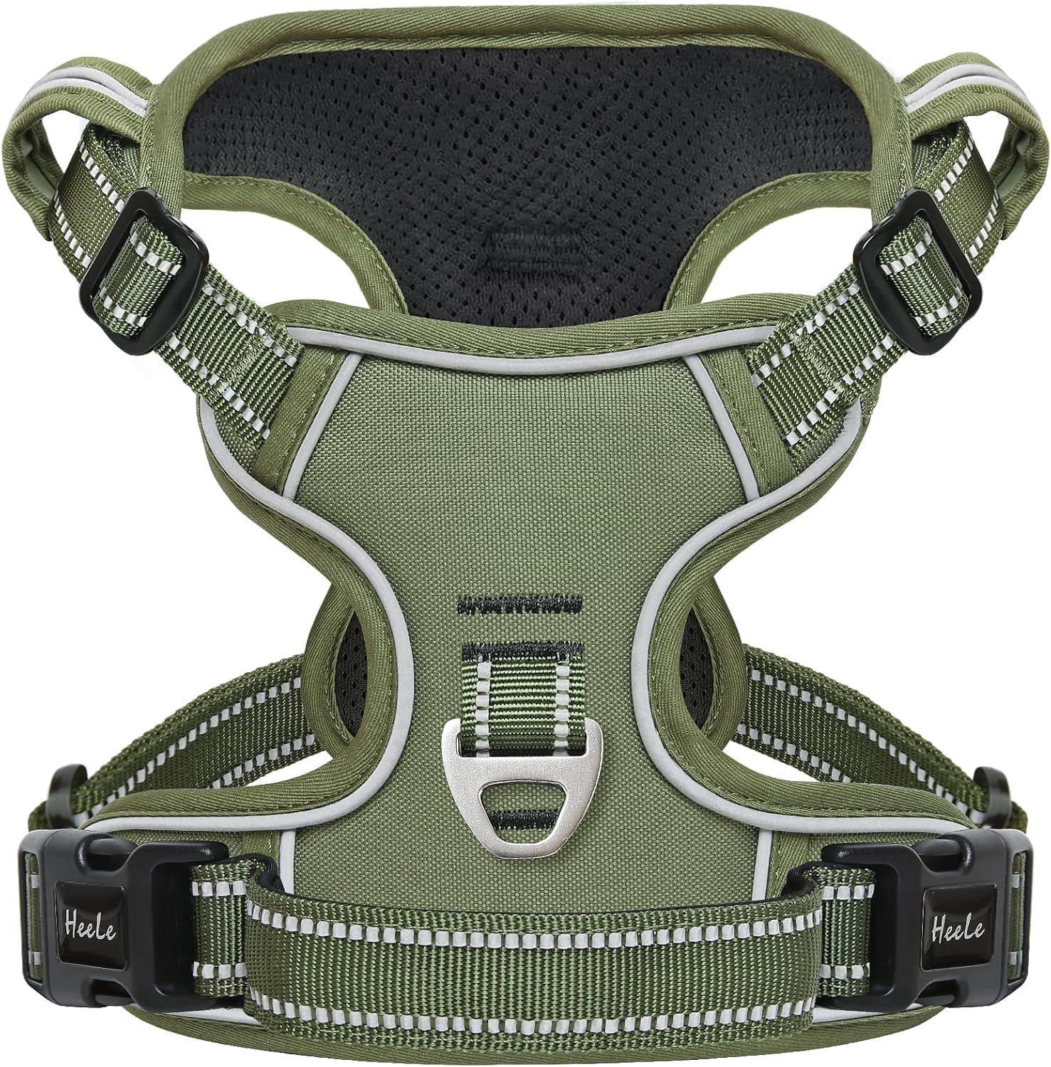 Dog Harness, Dog Harness for Small Medium Large Dogs No Pull Adjustable Padded Reflective Harness with Handle for Walking Training, Green, S