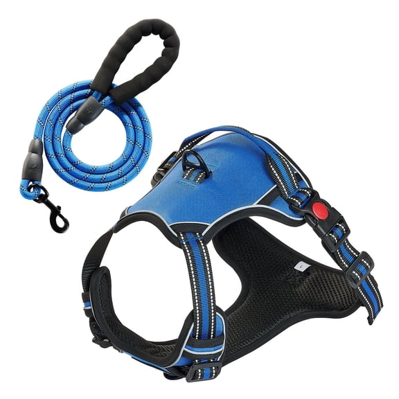 Dog Harness for Large Dogs No Pull Adjustable Dog Vest with Leash, Durable Breathable Pet Harness for Medium to Large Breeds, Reflective Safety Stitching, Quick-Release Buckle and Comfortable Fit
