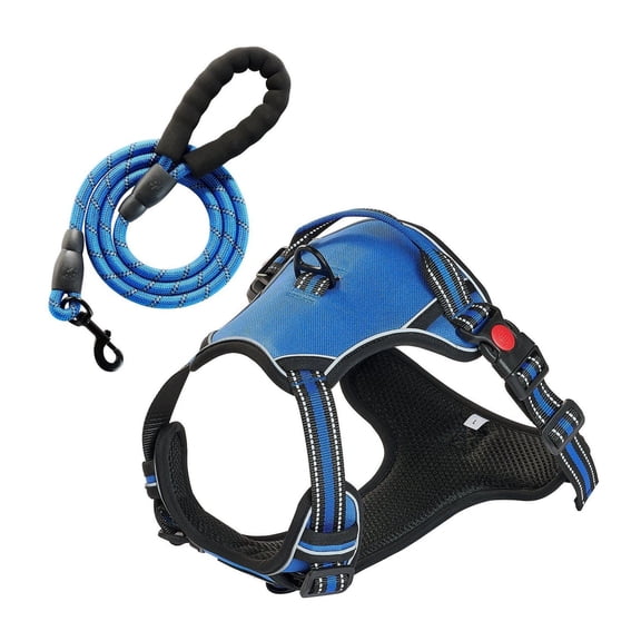 Dog Harness for Large Dogs, No Pull Pet Vest, Adjustable Dog Harness with 5ft Leash, Front/Back Clips, Reflective Stitching, Handle - Hiking, Walking, Training