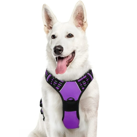 Dog Harness for Large Dogs, No Pull Service Vest with Reflective Strips and Control Handle, Adjustable and Comfortable for Easy Walking, No Choke Pet Harness with 2 Metal Rings, Pink, L