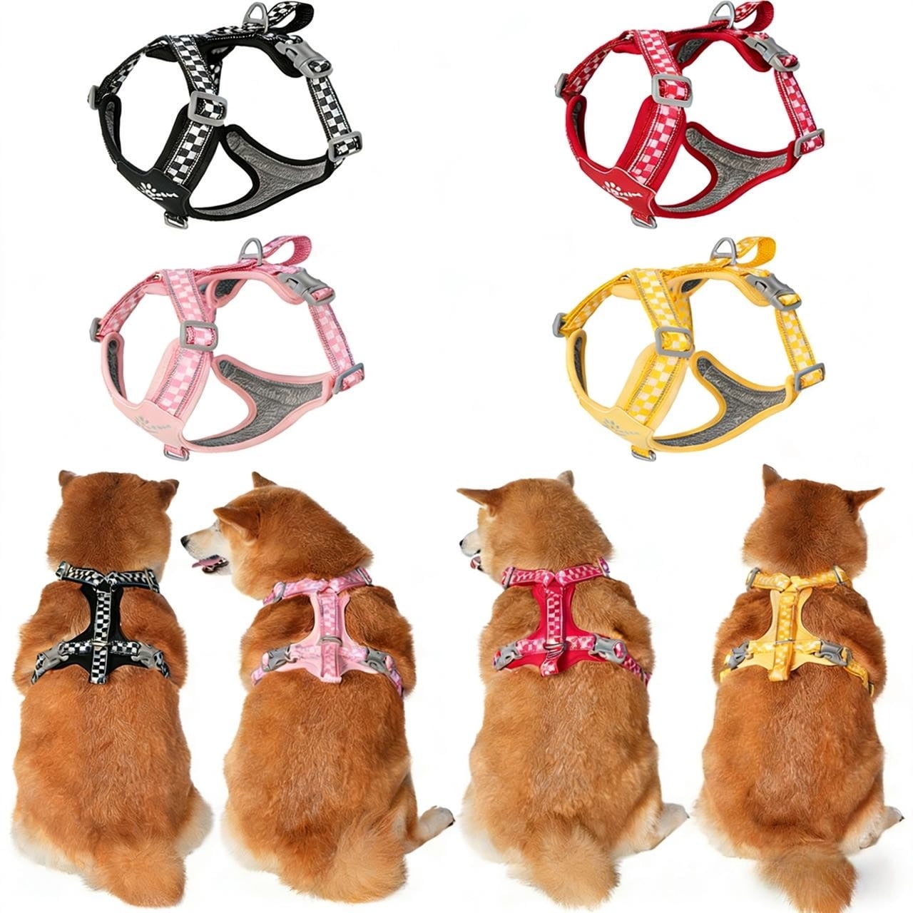 Dog Harness for Large Dogs, No Pull Service Vest with Reflective Strips and Control Handle, Adjustable and Comfortable for Walking, No Choke Pet Harness with 2 Metal Rings