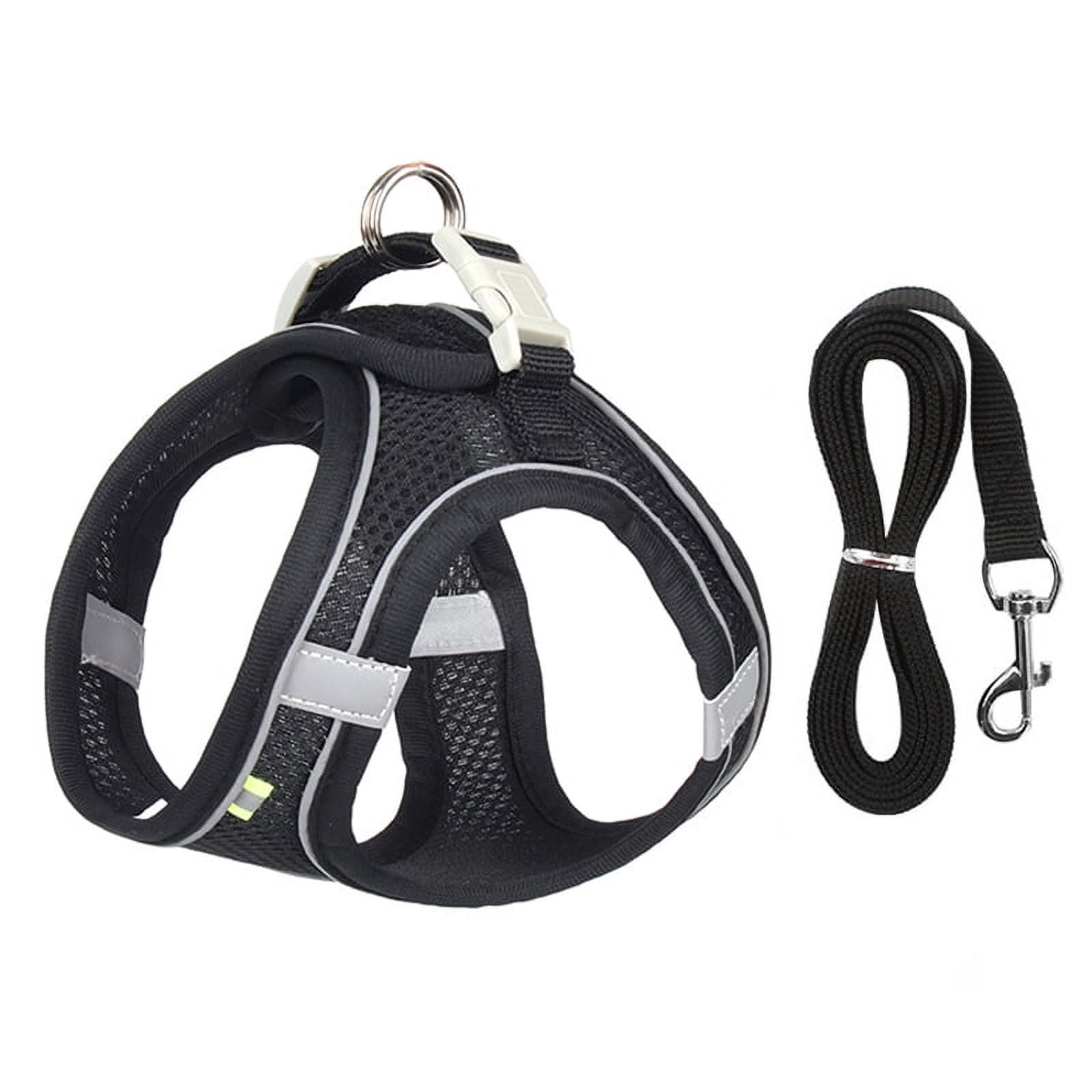 Dog Harness Leash Set for Small Dogs Adjustable Puppy Cat Harness Vest French Bulldog Chihuahua Pug Outdoor Walking Lead Leash-Black,XS 1.5-3 kg