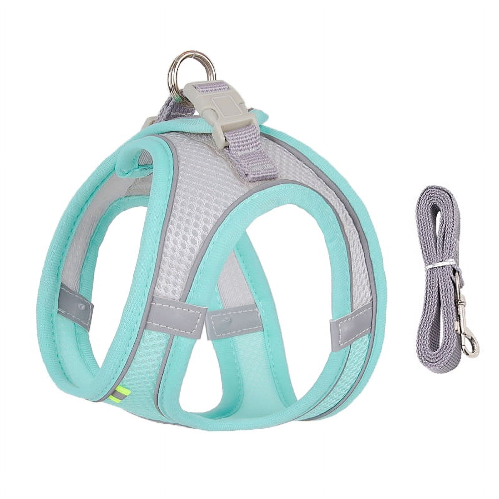 Dog Harness Leash Set for Small Dogs Adjustable Puppy Cat Harness Vest French Bulldog Chihuahua Pug Outdoor Walking Lead Leash-Green,M 5-7 kg