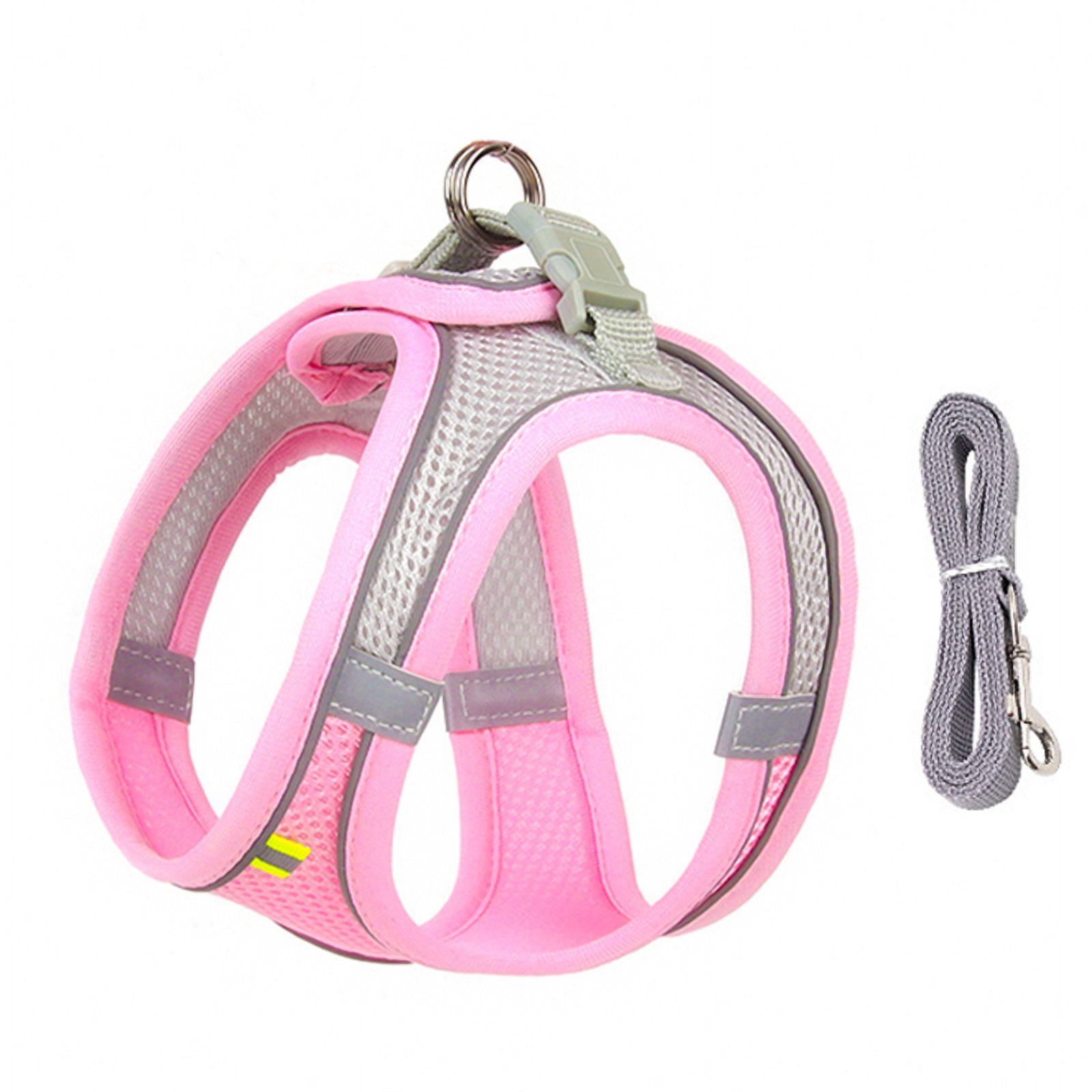Dog Harness Leash Set for Small Dogs Adjustable Puppy Cat Harness Vest French Bulldog Chihuahua Pug Outdoor Walking Lead Leash-Pink,L 7-11 kg
