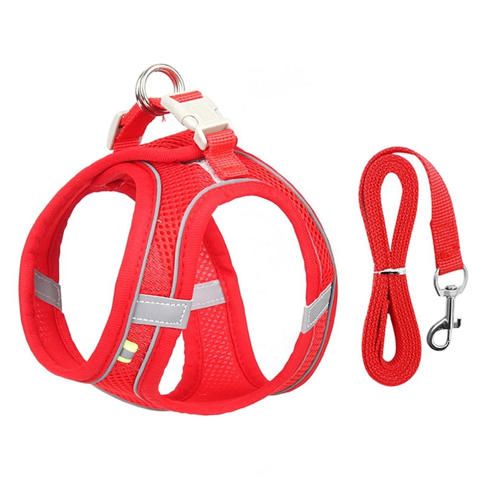 Dog Harness Leash Set for Small Dogs Adjustable Puppy Cat Harness Vest French Bulldog Chihuahua Pug Outdoor Walking Lead Leash-Red,M 5-7 kg