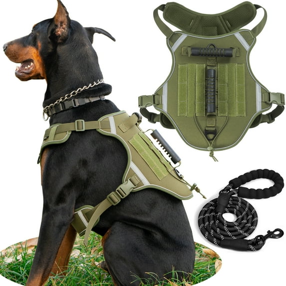 Dog Harness for Medium Dogs with Retractable dog leash,Adjustable Reflective Oxford Easy Control No Pull Dog Harness with A Heavy Duty 5ft Dog Leash,M(Neck:18.1"-24.4",Chest:20.4"-31.4"),AmyGreen