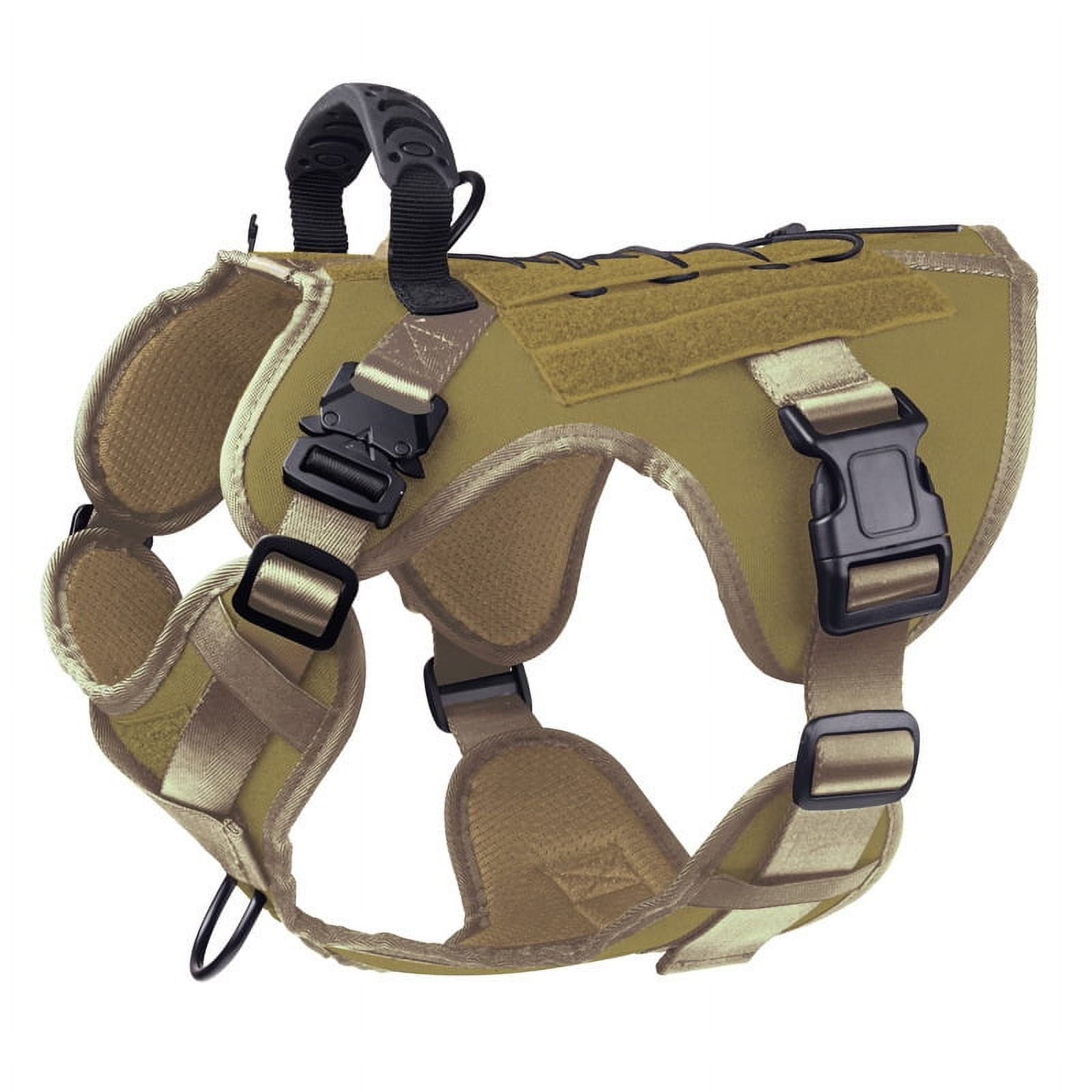 Dog Harness,Medium Size,2X Metal Buckle,Working Dog with Velcro your tag easily and Vest with Handle,No Pulling Front Leash Clip,Hook and Loop Panel Adjustable Elastic Wearing Quickly